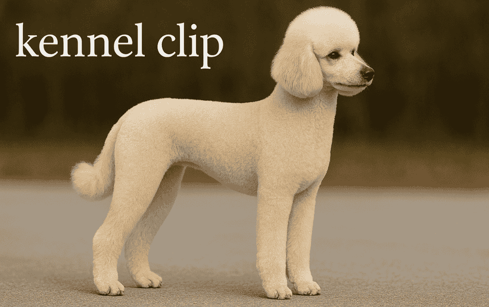 poodle with kennel clip is standing