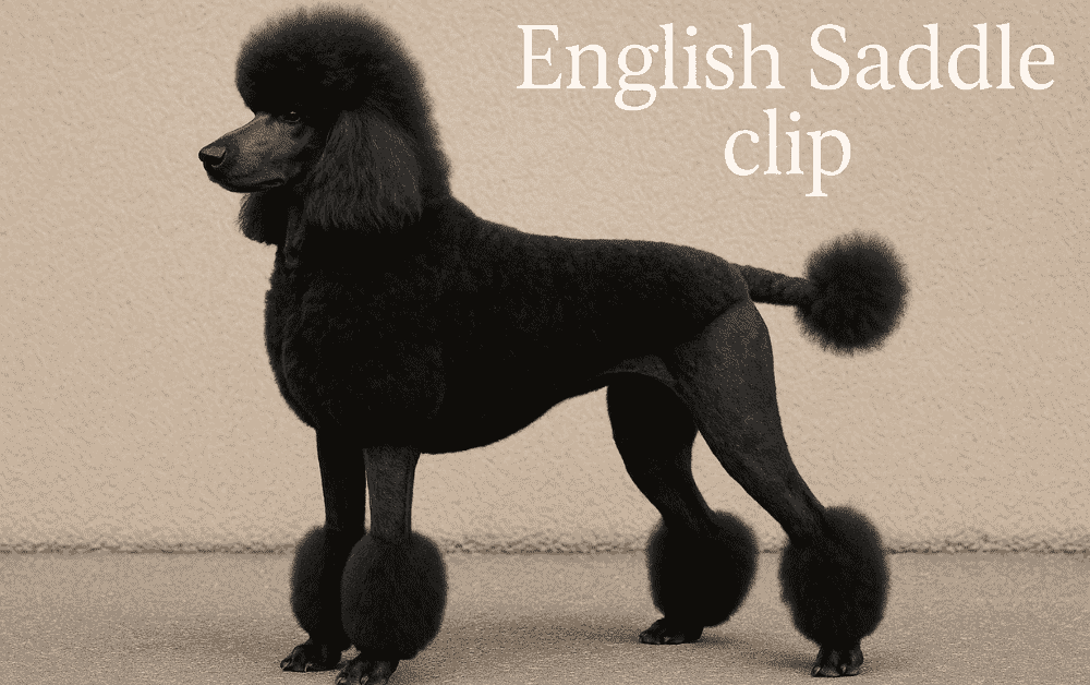 poodle wit english saddle clip is standing