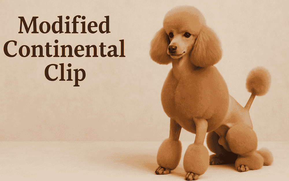poodle with modified continental clip is sitting